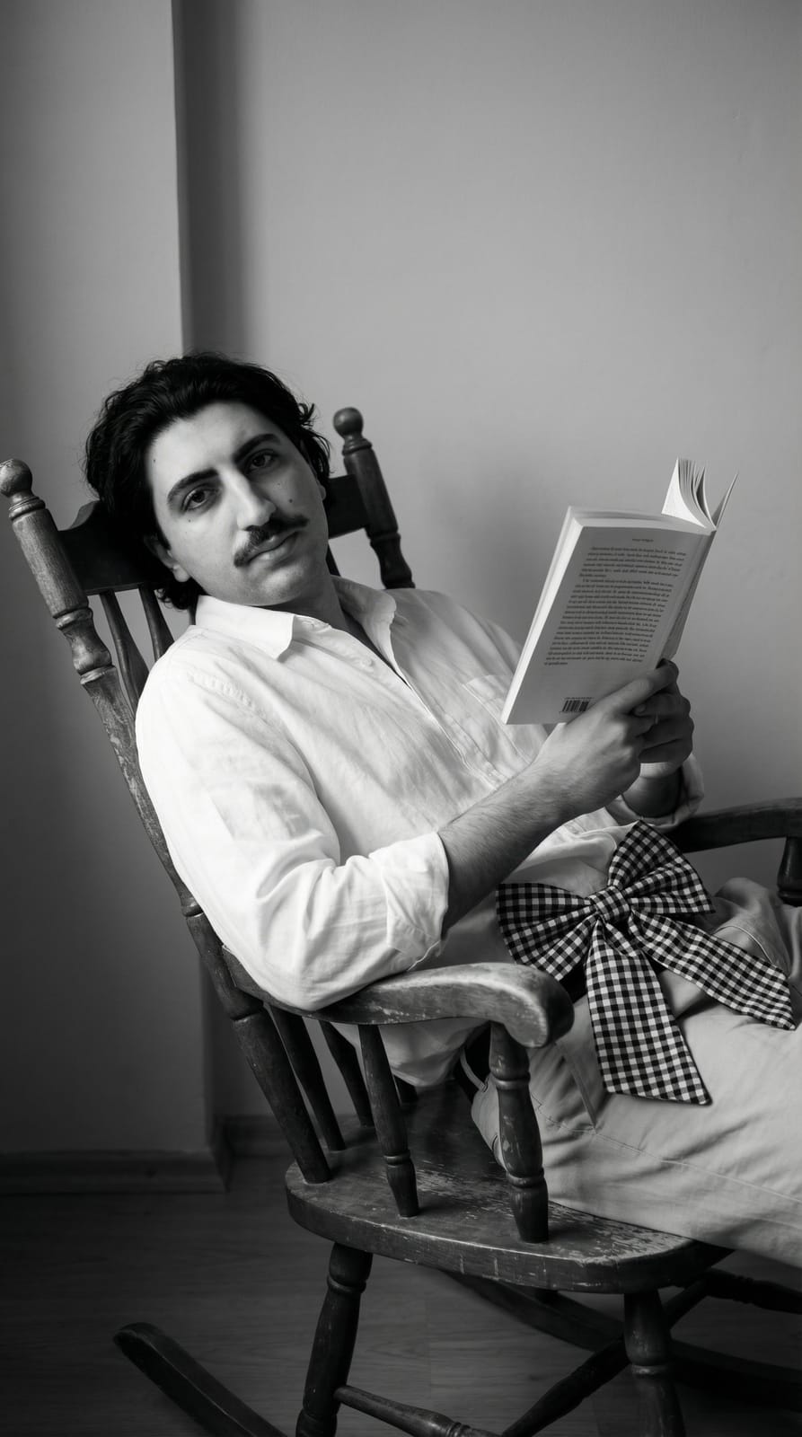 Portrait of me reading in a rocking chair